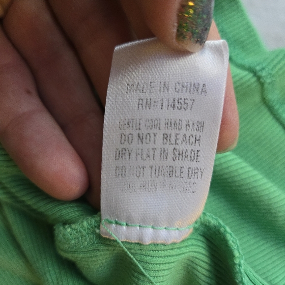 THML Kelly Green Ribbed Tank Top Pleated Ruffle Sleeves L - Picture 4 of 9